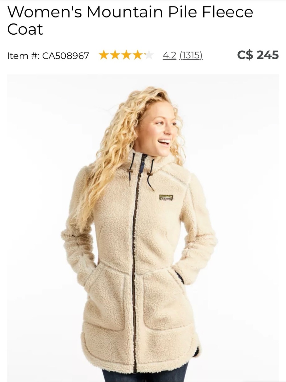 LL Bean Mountain Pile Fleece Coat